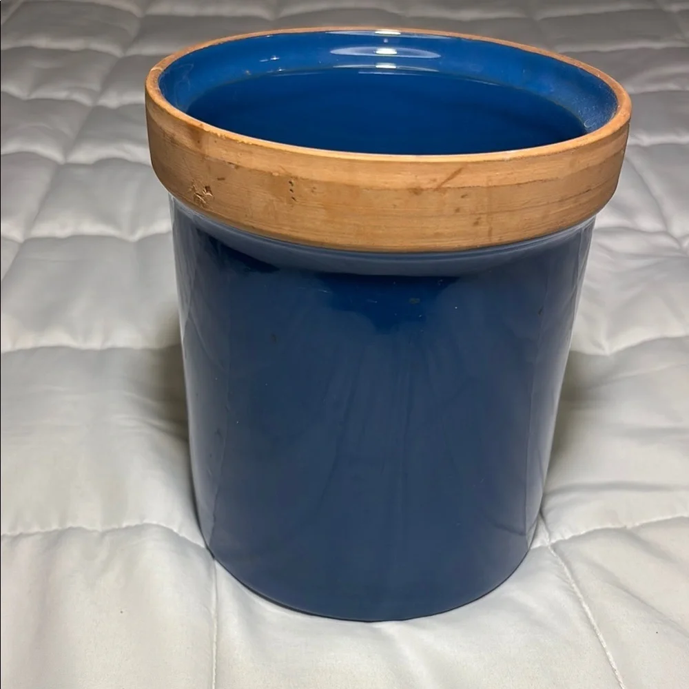 Blue Ceramic Crock Jar